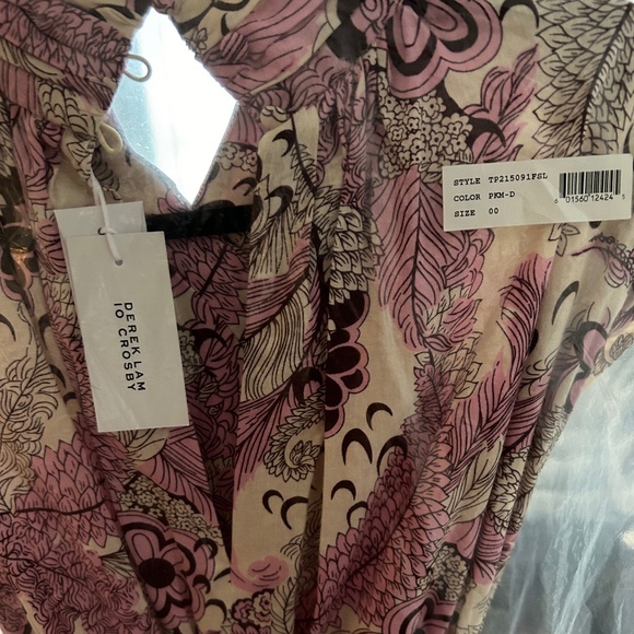 NWT Derek Lam 10 Crosby Celeste Pink Floral Print Dress - 00 - Picture 5 of 5